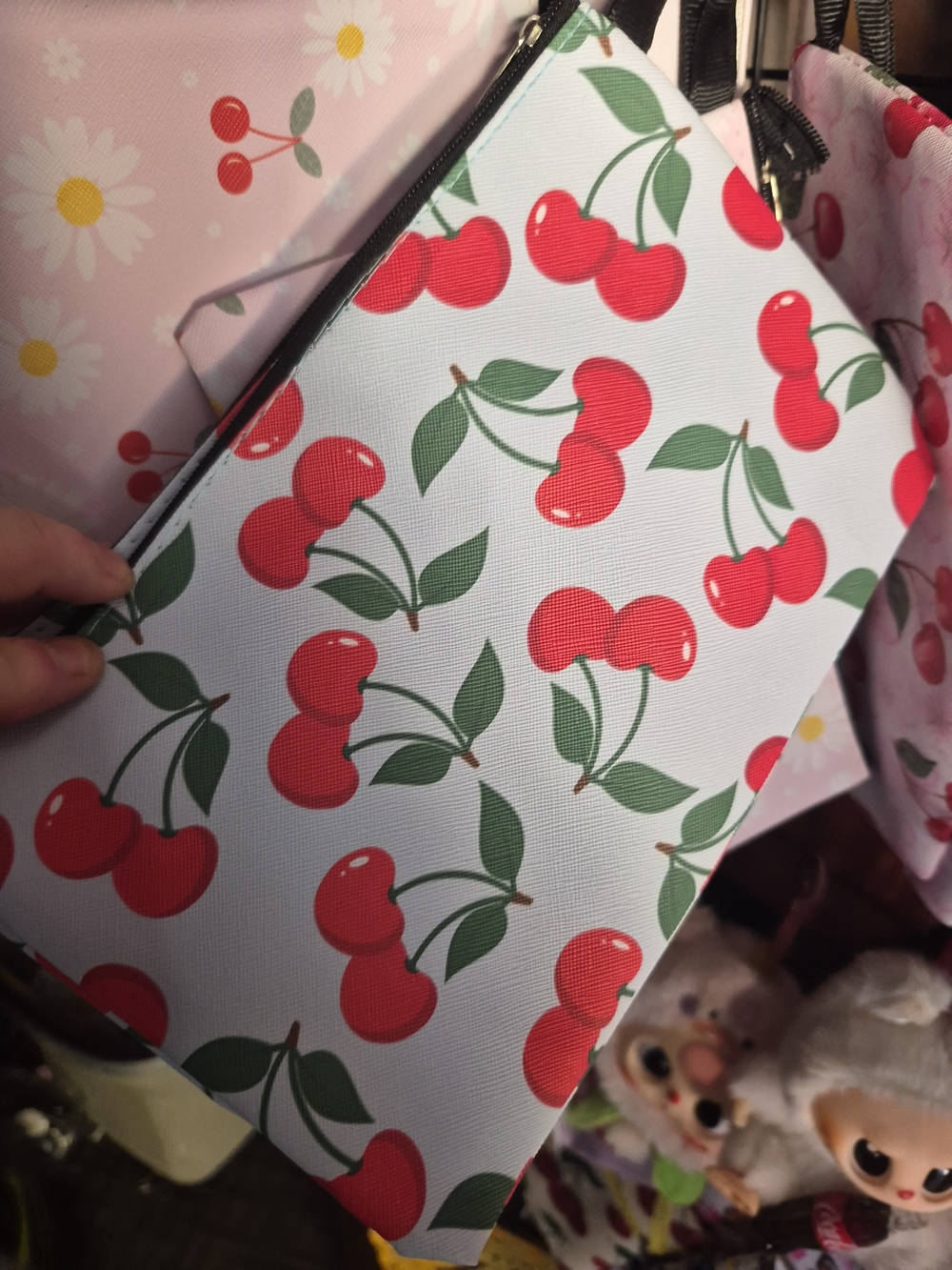 Cherry Print Cosmetic Pouch - Red Cherry Pattern
